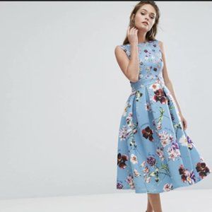 True Violet Floral Debutant Full Circle Open Back